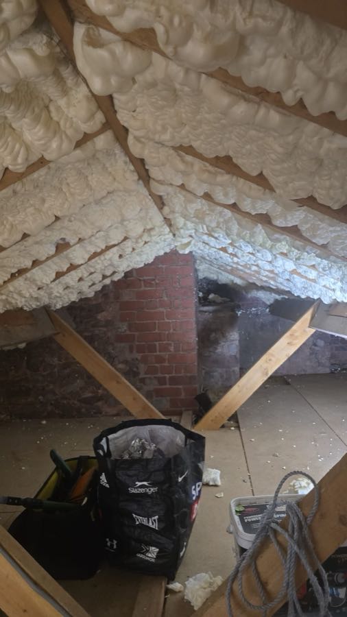 Completed spray foam removal leaving clean roof timbers ready for inspection